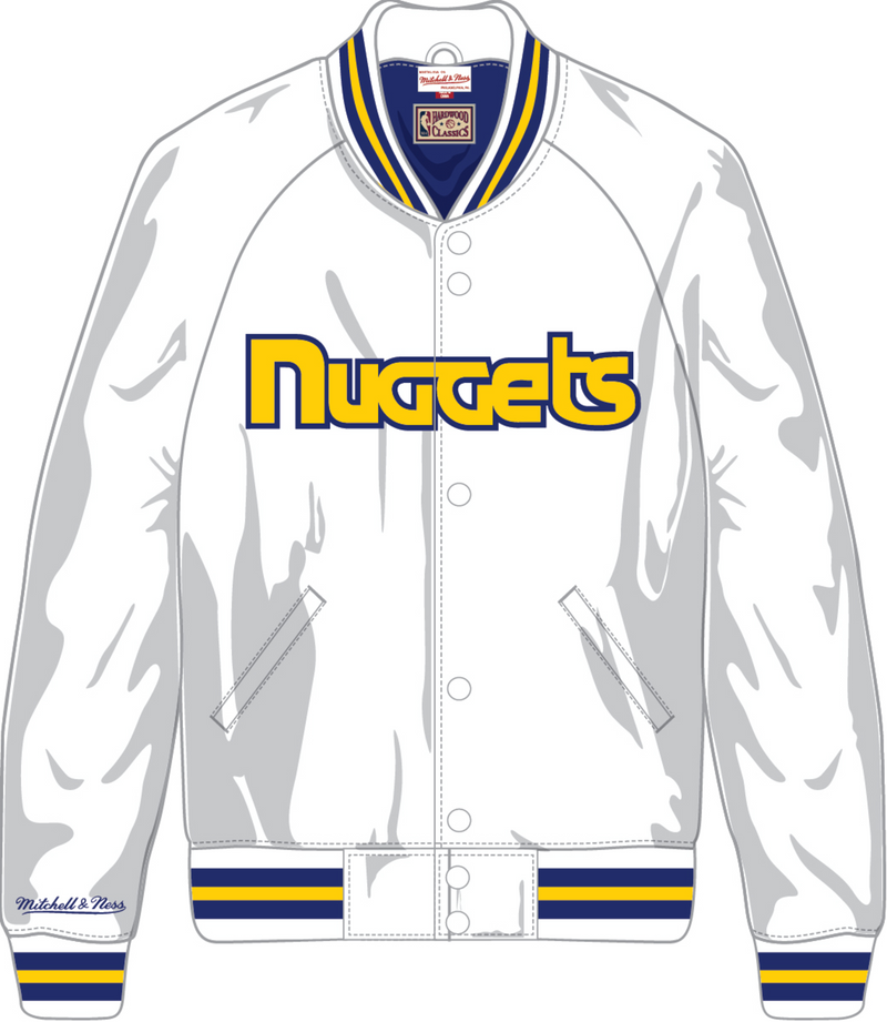 Mitchell & Ness Denver Nuggets White Lightweight Satin Jacket