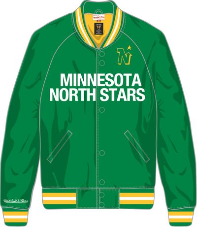 Mitchell & Ness Minnesota North Stars Kelly Green Lightweight Satin Jacket