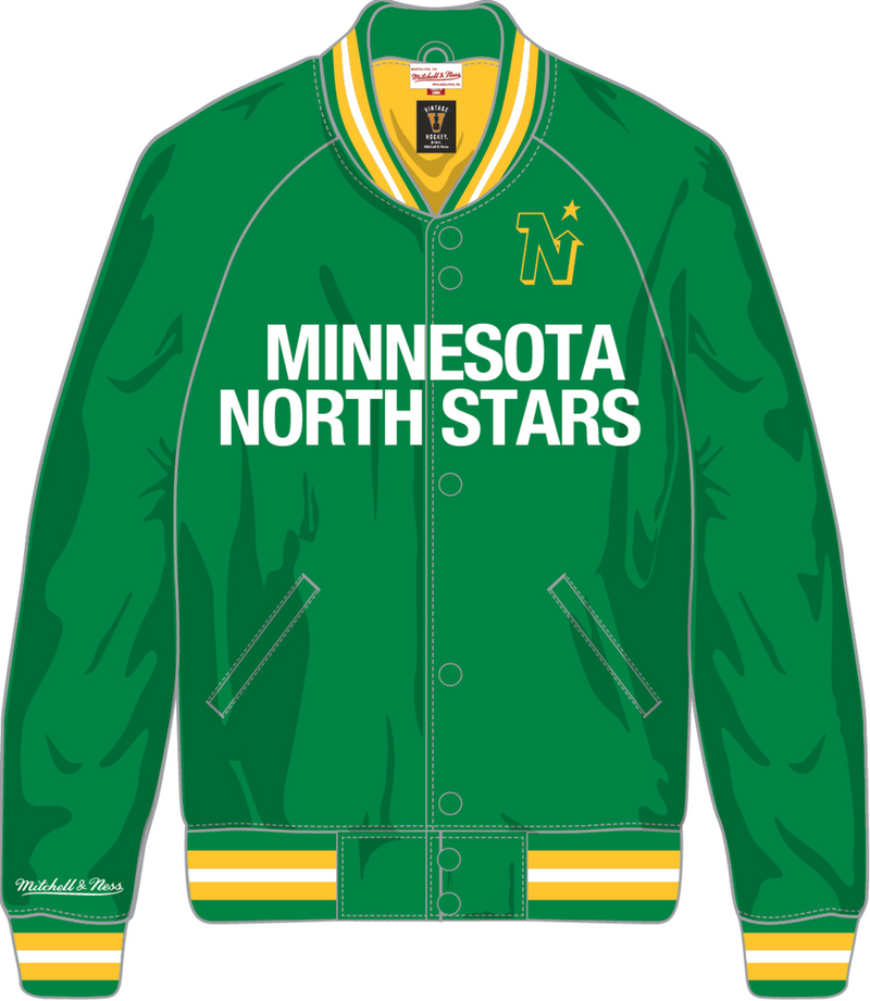 Mitchell & Ness Minnesota North Stars Kelly Green Lightweight Satin Jacket