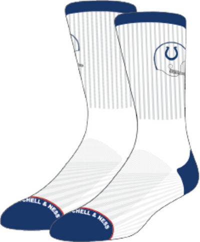 Mitchell & Ness Indianapolis Colts White/Navy Touchback Crew Sweatshirt Socks