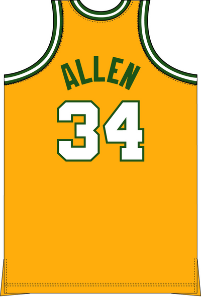 Mitchell & Ness Ray Allen Seattle Supersonics 2003 Yellow Hardwood Classics Jersey