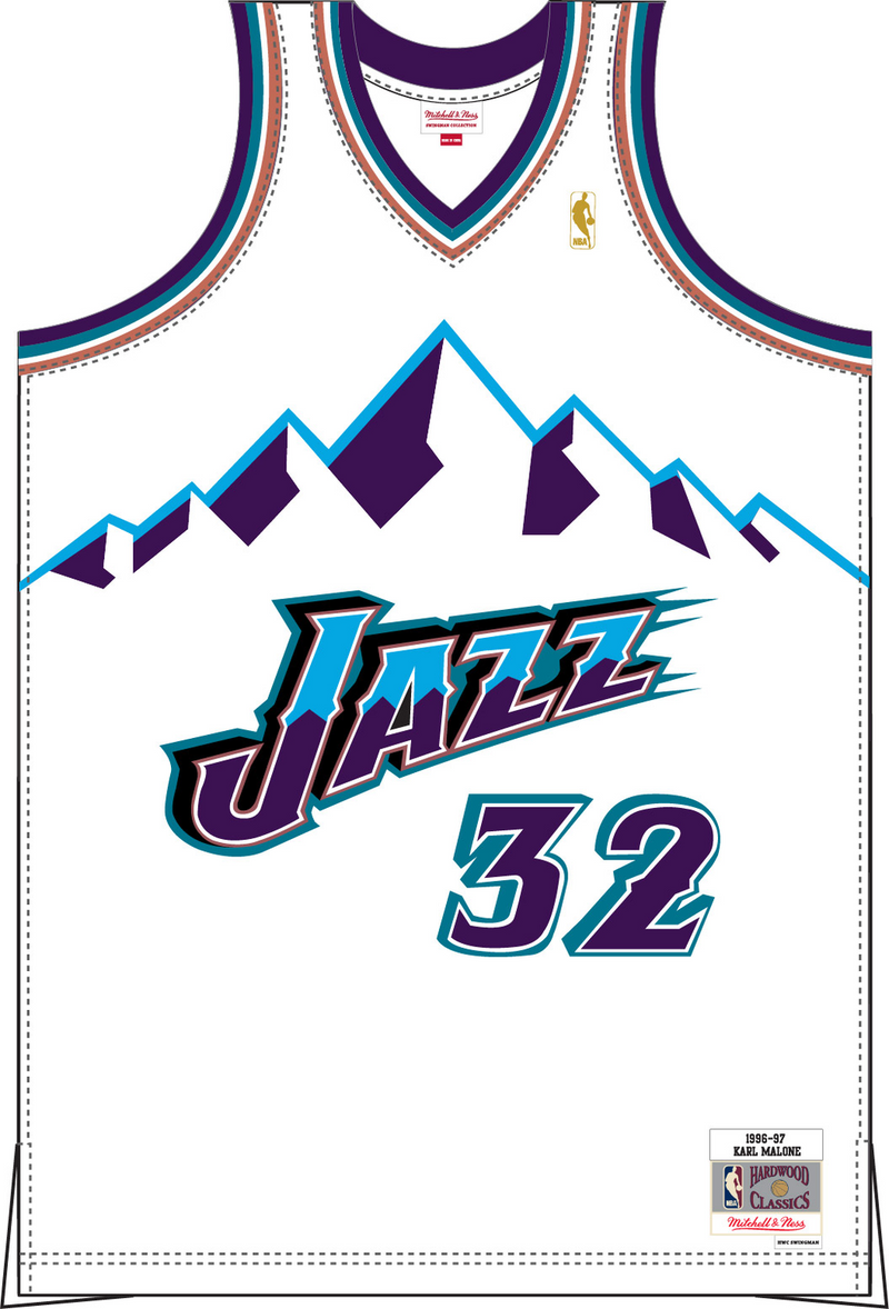 Mitchell & Ness Karl Malone Utah Jazz 1996-97 White Swingman Home Jersey