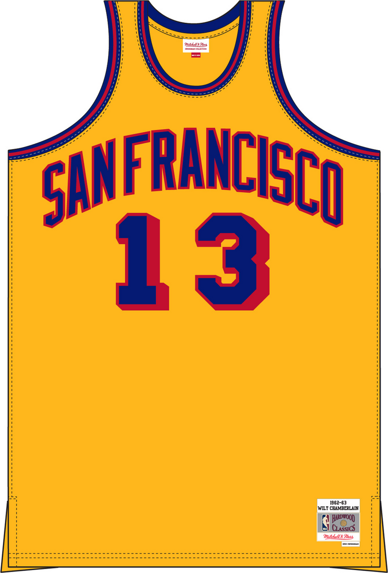 Mitchell & Ness Wilt Chamberlain San Francisco Warriors 1962-63 Light Gold Swingman Jersey