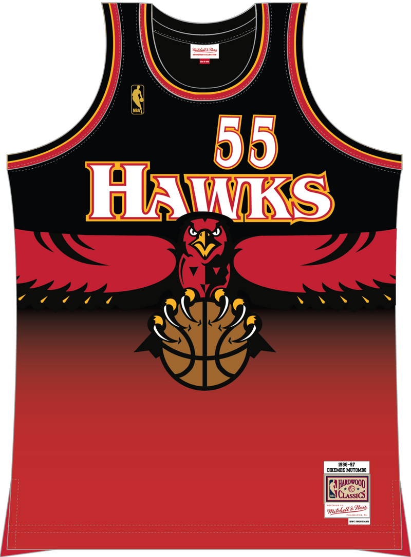 Mitchell & Ness Dikembe Mutombo Atlanta Hawks 1996 Scarlet Swingman Road Jersey