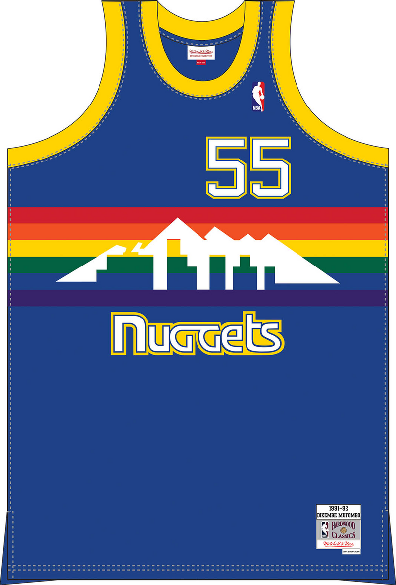 Mitchell & Ness Dikembe Mutombo Denver Nuggets 1991 Royal Swingman Road Jersey