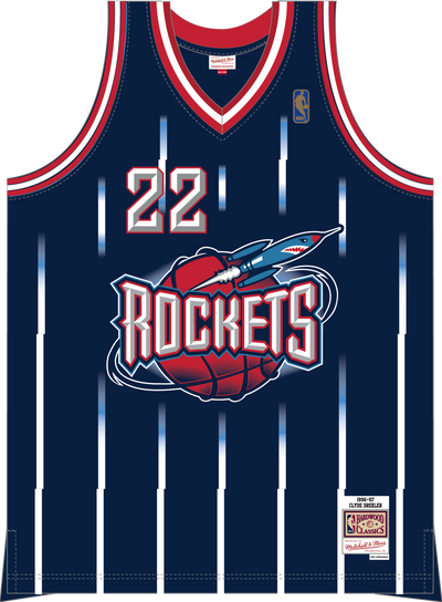 Mitchell & Ness Clyde Drexler Houston Rockets 1996 Navy Swingman Road Jersey