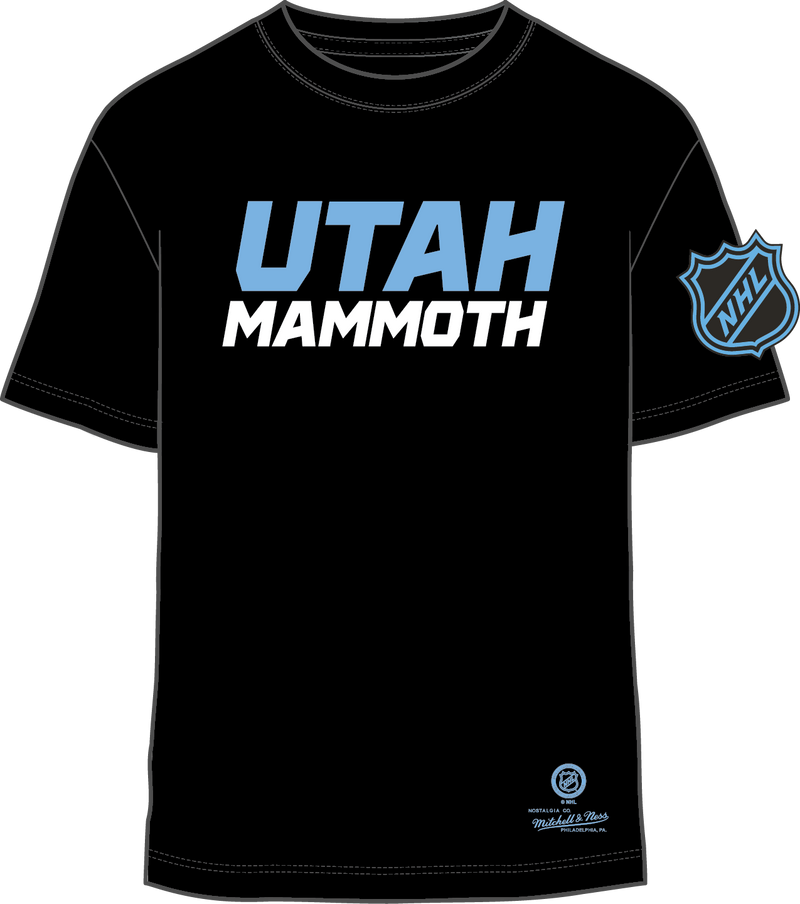 Mitchell & Ness Utah Mammoth Black Vintage Logo T-Shirt