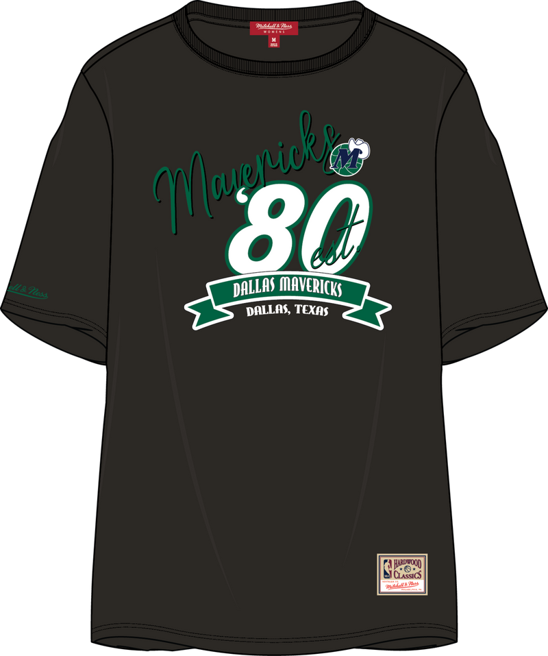 Mitchell & Ness Women's Dallas Mavericks Black Graphic Boyfriend T-Shirt