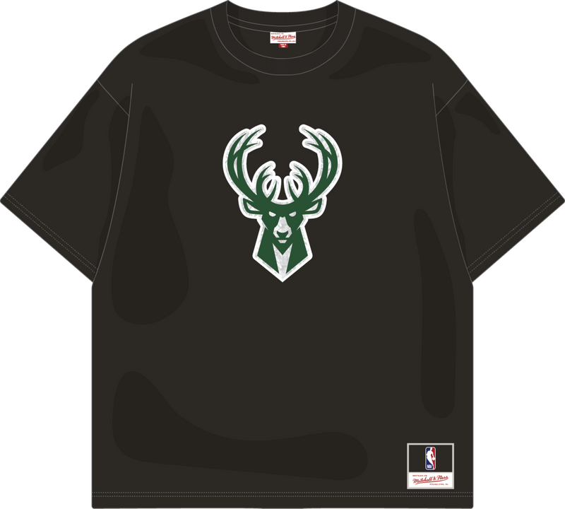 Mitchell & Ness Milwaukee Bucks Black Ghosted T-Shirt