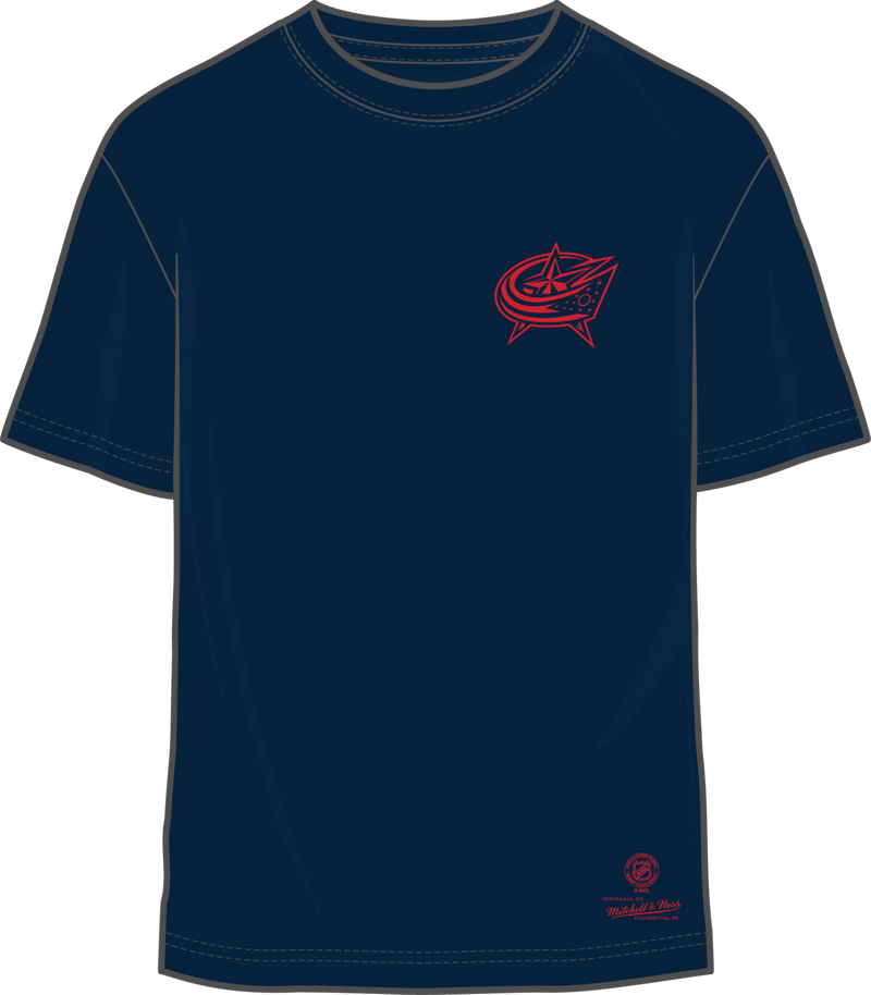 Mitchell & Ness Columbus Blue Jackets Navy Penalty Box 4.0 Arch T-Shirt