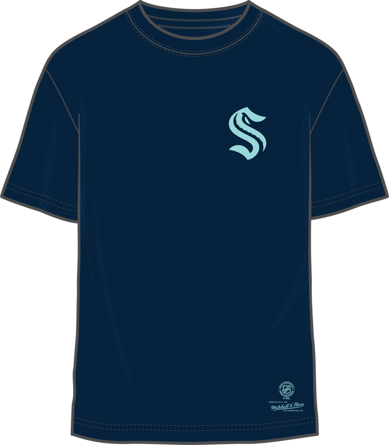Mitchell & Ness Seattle Kraken Navy Penalty Box 4.0 Arch T-Shirt