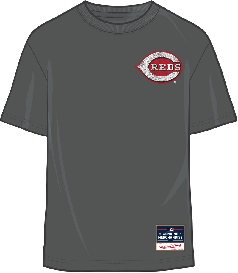 Mitchell & Ness Cincinnati Reds Charcoal Stadium Faded T-Shirt