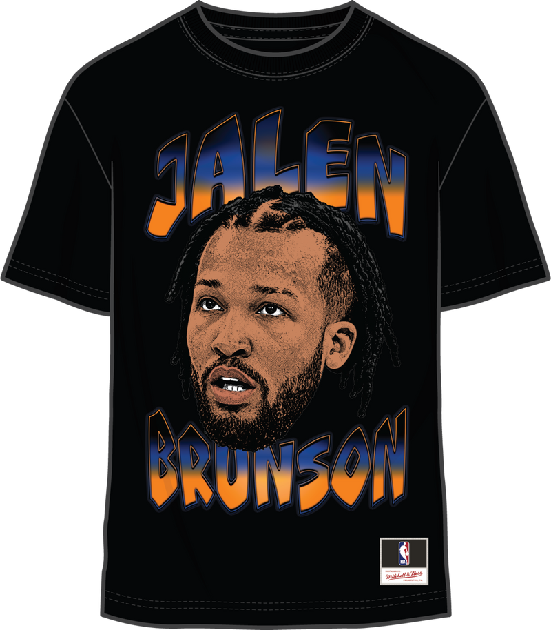 Mitchell & Ness Jalen Brunson New York Knicks Black Big Face T-Shirt