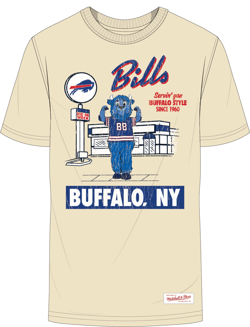 Mitchell & Ness Buffalo Bills Cream Deli T-Shirt