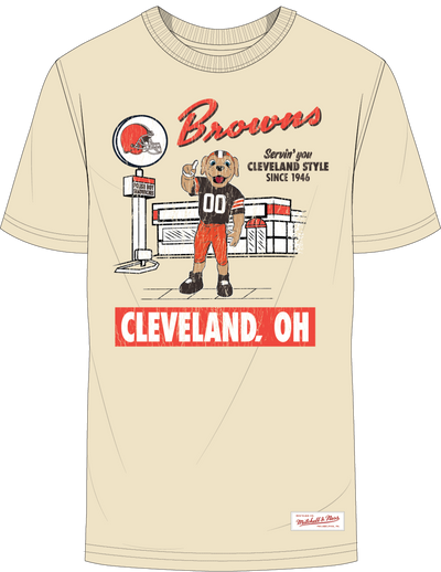 Mitchell & Ness Cleveland Browns Cream Deli T-Shirt