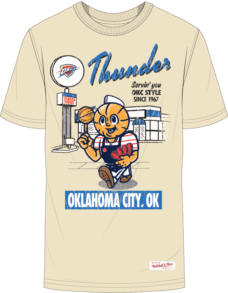 Mitchell & Ness Oklahoma City Thunder Cream Deli T-Shirt