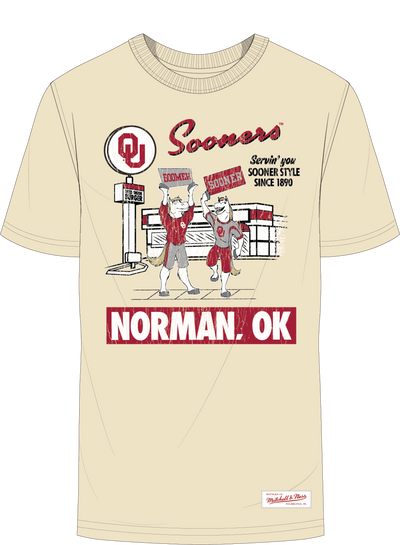 Mitchell & Ness University of Oklahoma Cream Deli T-Shirt Sooners