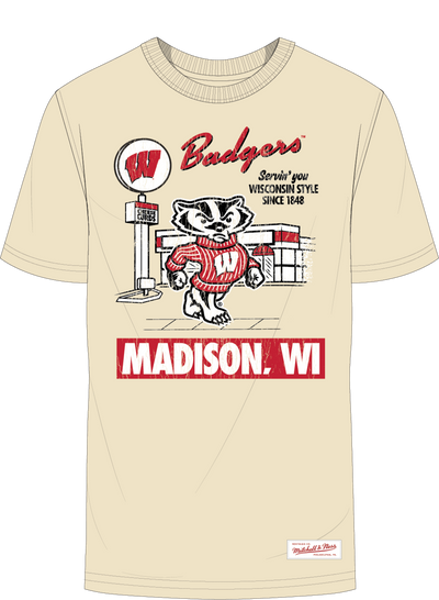 Mitchell & Ness University of Wisconsin - Madison Cream Deli T-Shirt Badgers