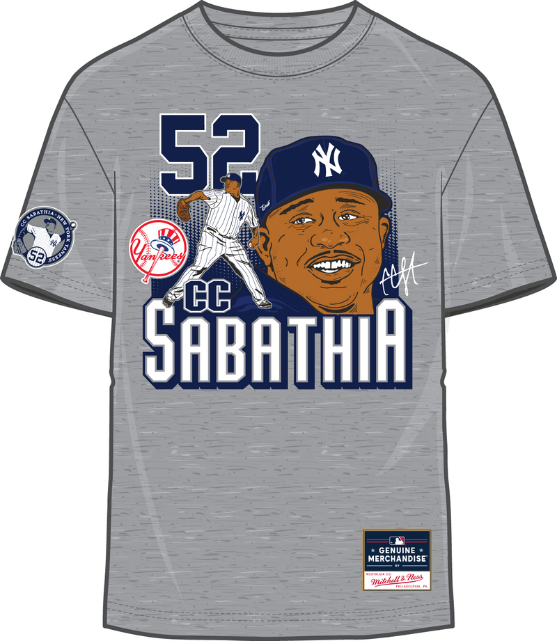 Mitchell & Ness CC Sabathia New York Yankees Grey Heather Legend T-Shirt