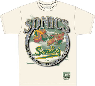 Mitchell & Ness Seattle Supersonics Natural Hardwood Classics Crown Jewels T-Shirt