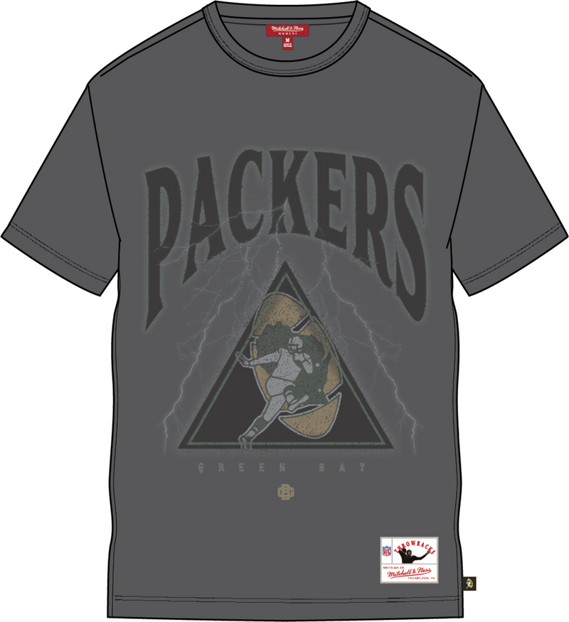 Mitchell & Ness Women's Green Bay Packers Grey Logo Boyfriend T-Shirt