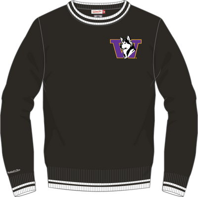 Mitchell & Ness University of Washington Black Throw It Back Sweater Huskies