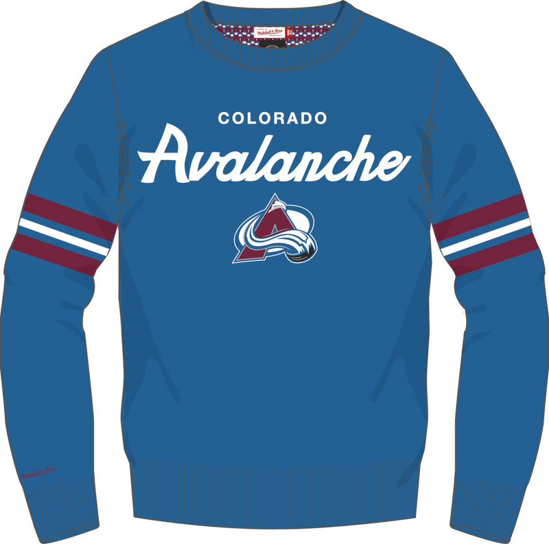 Mitchell & Ness Colorado Avalanche Detroit Blue Head Coach Sweater