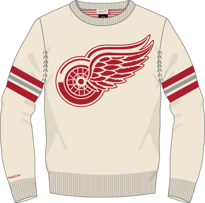 Mitchell & Ness Detroit Red Wings Cream Current Logo Retro Helmet Sweater
