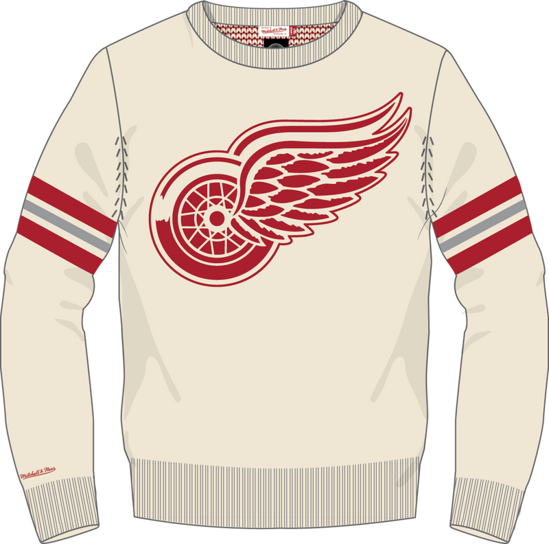 Mitchell & Ness Detroit Red Wings Cream Current Logo Retro Helmet Sweater