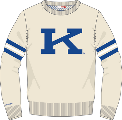 Mitchell & Ness Kentucky Wildcats Cream Vintage Logo Retro Helmet Sweater