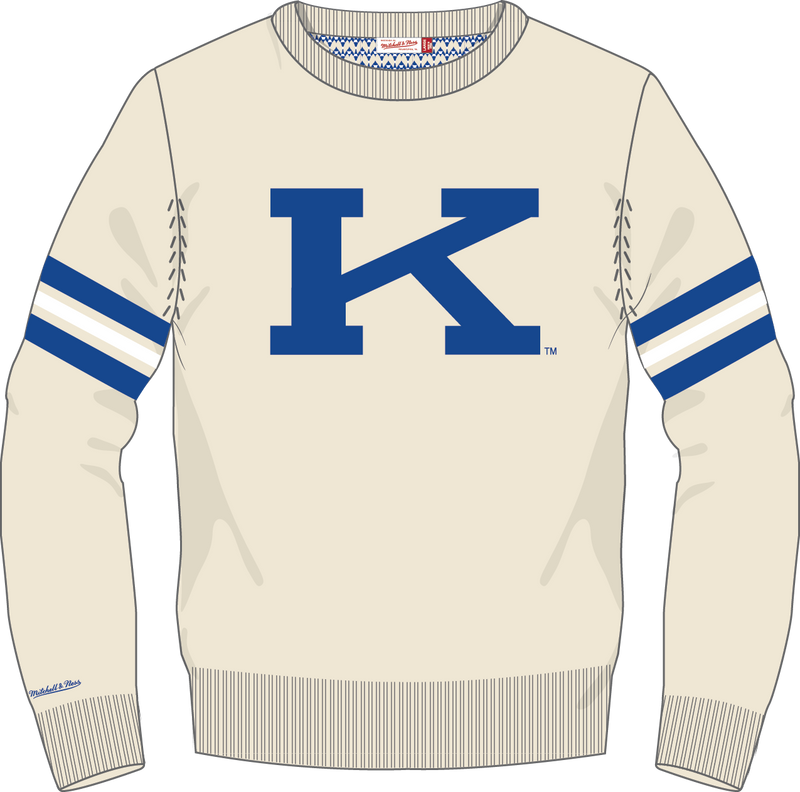 Mitchell & Ness Kentucky Wildcats Cream Vintage Logo Retro Helmet Sweater