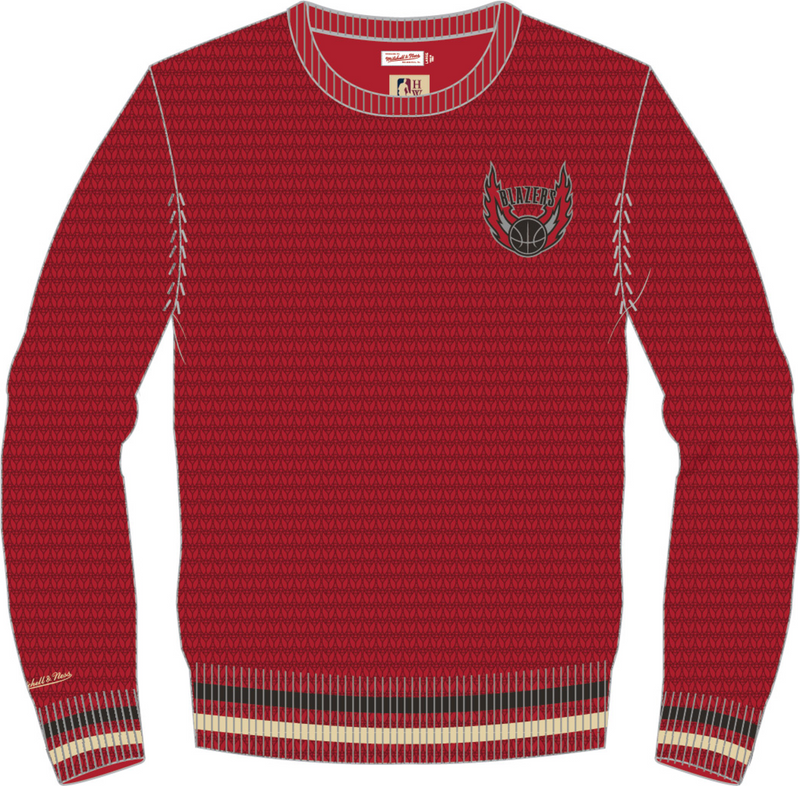 Mitchell & Ness Portland Trail Blazers Scarlet Team History Sweater