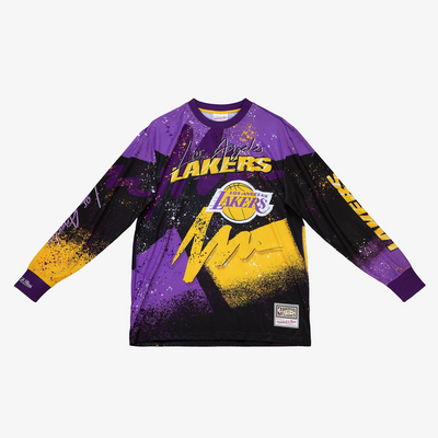 Mitchell & Ness Los Angeles Lakers Dark Purple Hyper Hoops Moto Long Sleeve