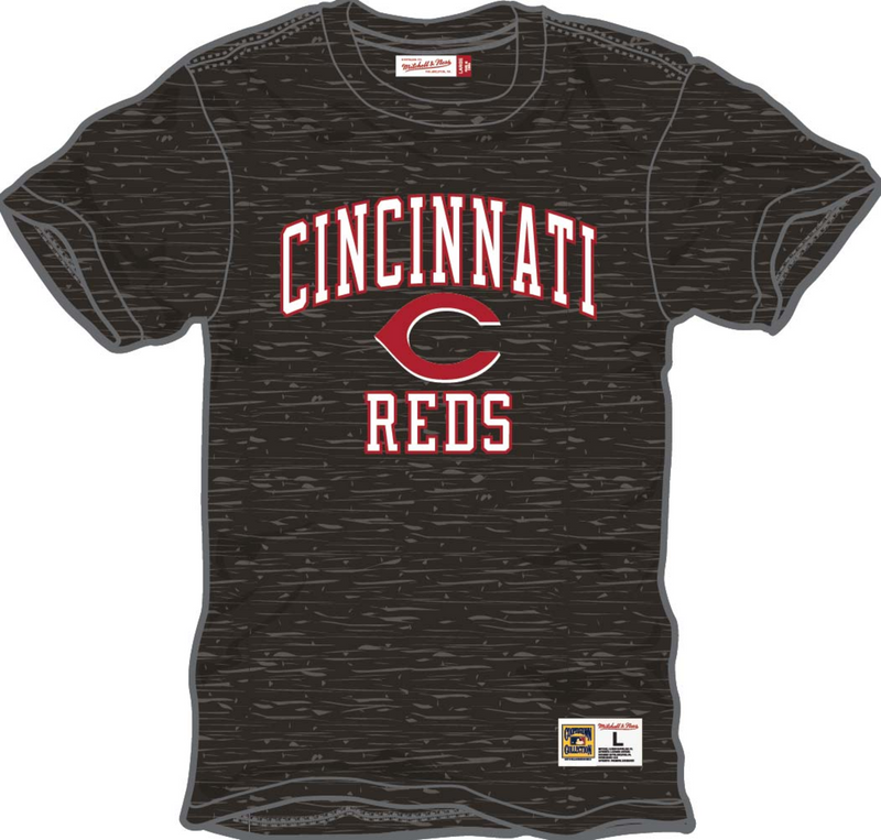 Mitchell & Ness Cincinnati Reds Black Vintage Logo Legendary Slub T-Shirt