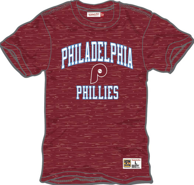 Mitchell & Ness Philadelphia Phillies Cardinal Vintage Logo Legendary Slub T-Shirt