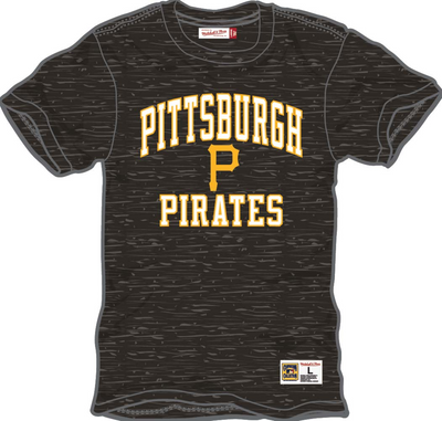 Mitchell & Ness Pittsburgh Pirates Black Vintage Logo Legendary Slub T-Shirt