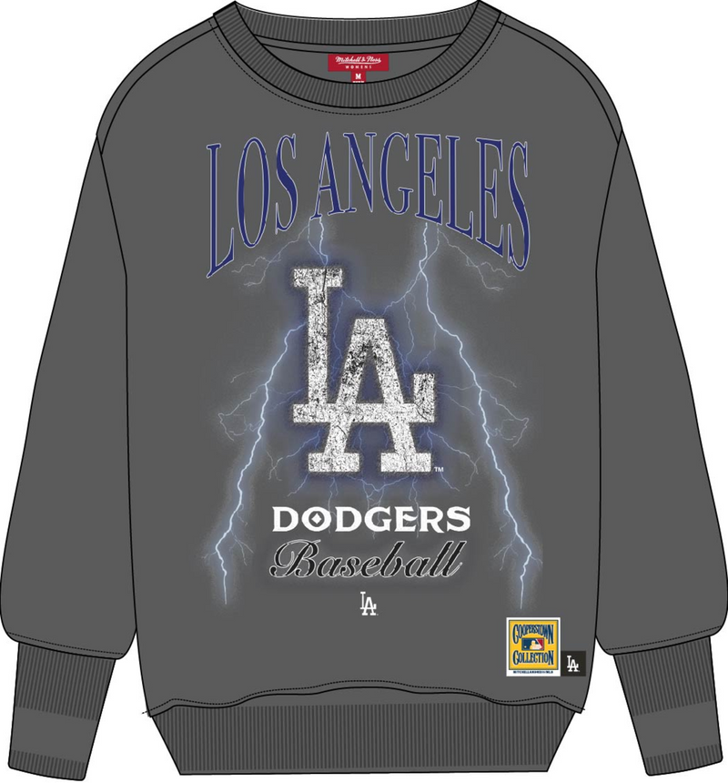 Mitchell & Ness Women's Los Angeles Dodgers Grey Logo Lightweight Crew Sweatshirt 4.0