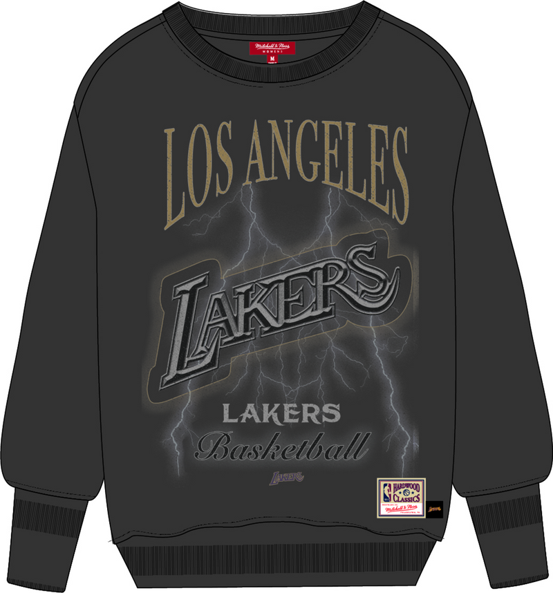 Mitchell & Ness Women's Los Angeles Lakers Grey Logo Lightweight Crew Sweatshirt 4.0