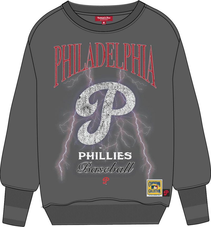 Mitchell & Ness Women's Philadelphia Phillies Grey Logo Lightweight Crew Sweatshirt 4.0