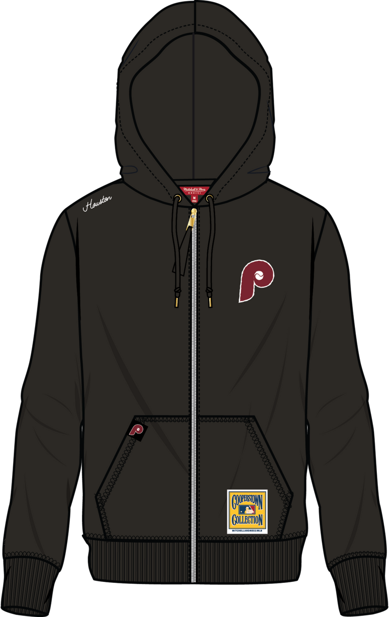 Mitchell & Ness Women's Philadelphia Phillies Black Lightweight Full Zip Hoodie