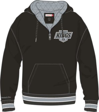 Mitchell & Ness Los Angeles Kings Black Current Logo Throw It Back Quilted Fleece Hoodie