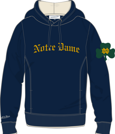 Mitchell & Ness University of Notre Dame Navy Team Legacy Fleece Hoodie Fighting Irish