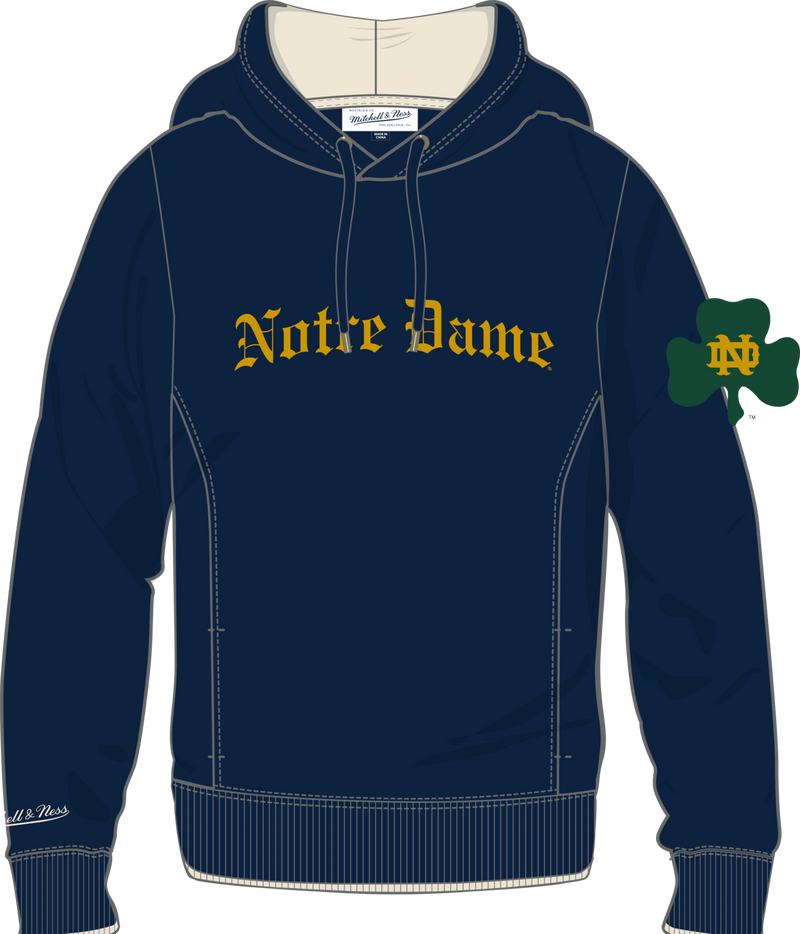 Mitchell & Ness University of Notre Dame Navy Team Legacy Fleece Hoodie Fighting Irish