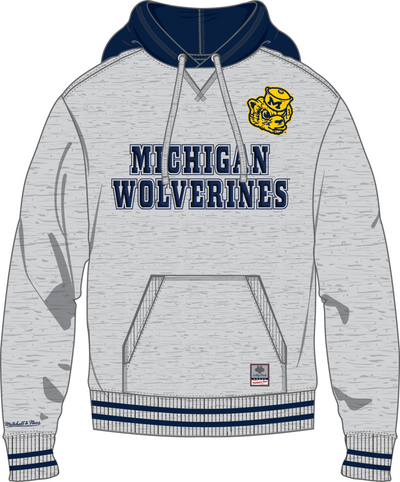 Mitchell & Ness University of Michigan Heather Grey Off Season Fleece Hoodie Wolverines