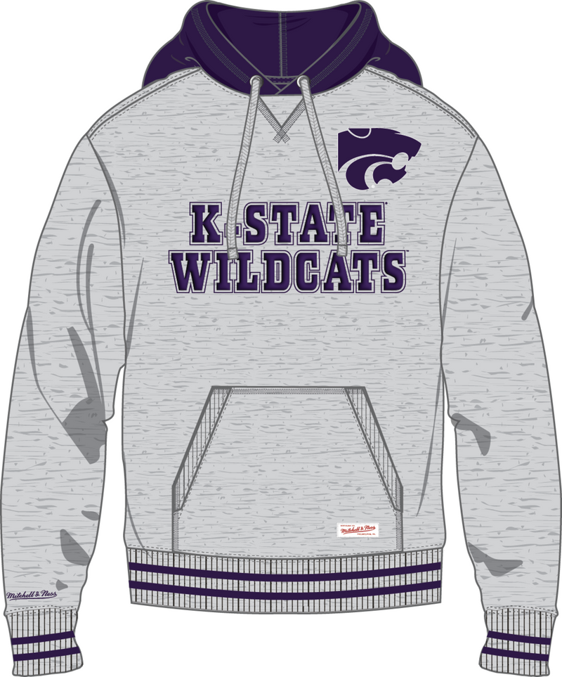 Mitchell & Ness Kansas State University Heather Grey Current Logo Off Season Fleece Hoodie Wildcats