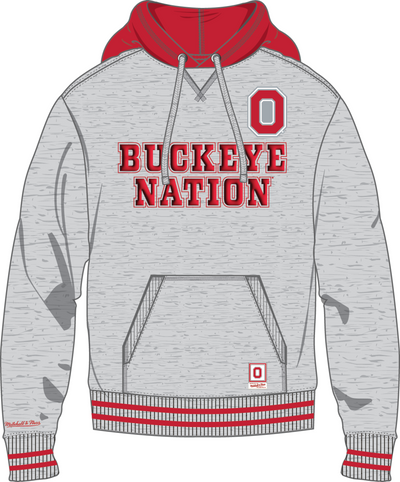 Mitchell & Ness Ohio State Heather Grey Off Season Fleece Hoodie Buckeyes