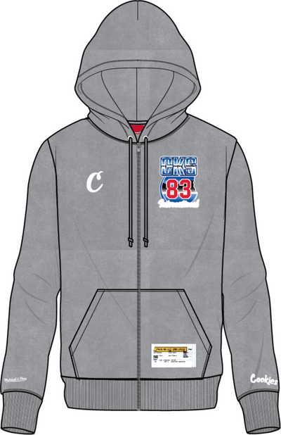 Mitchell & Ness Grey M&N x Cookies Full Zip Hoodie