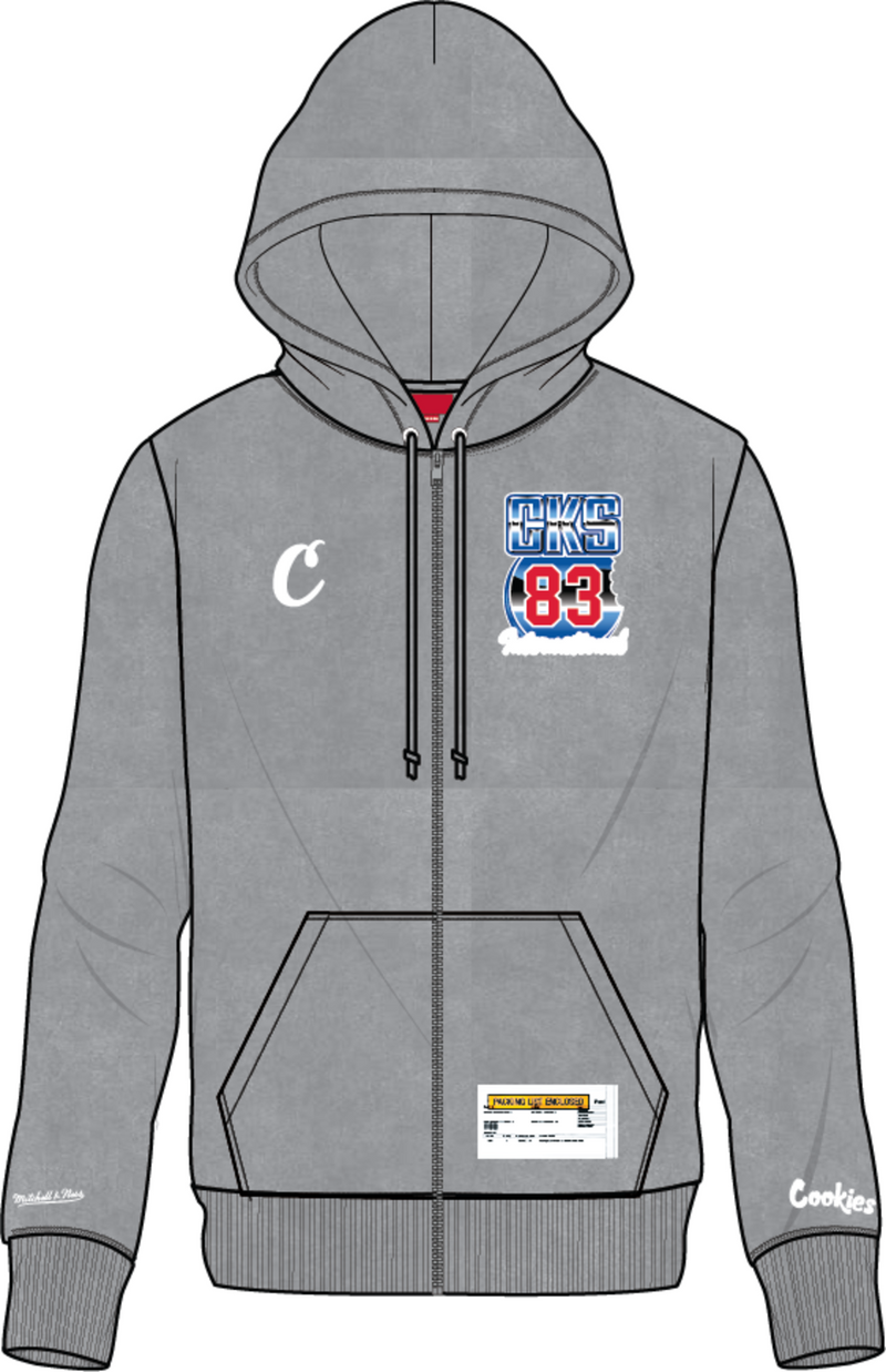Mitchell & Ness Grey M&N x Cookies Full Zip Hoodie