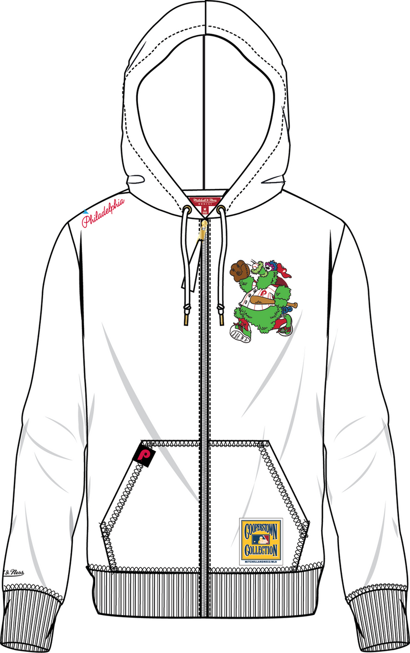 Mitchell & Ness Women's Philadelphia Phillies White Lightweight Full Zip Hoodie