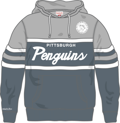 Mitchell & Ness Pittsburgh Penguins Light Grey Thunderstorm Head Coach Hoodie